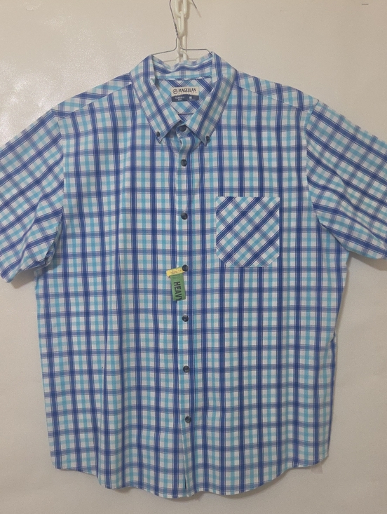 Magellan Outdoors Other - Magellan Outdoors Men’s Blue & Teal Plaid Short-Sleeve Button-Down Shirt - Sz XL
